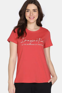 Zivame Knit Cotton Sleep Top - Burnt Sienna — thumbnail 2